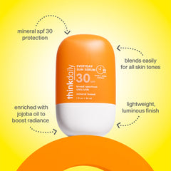 Thinkdaily SPF 30 blends into skin for a seamless, sheer finish.