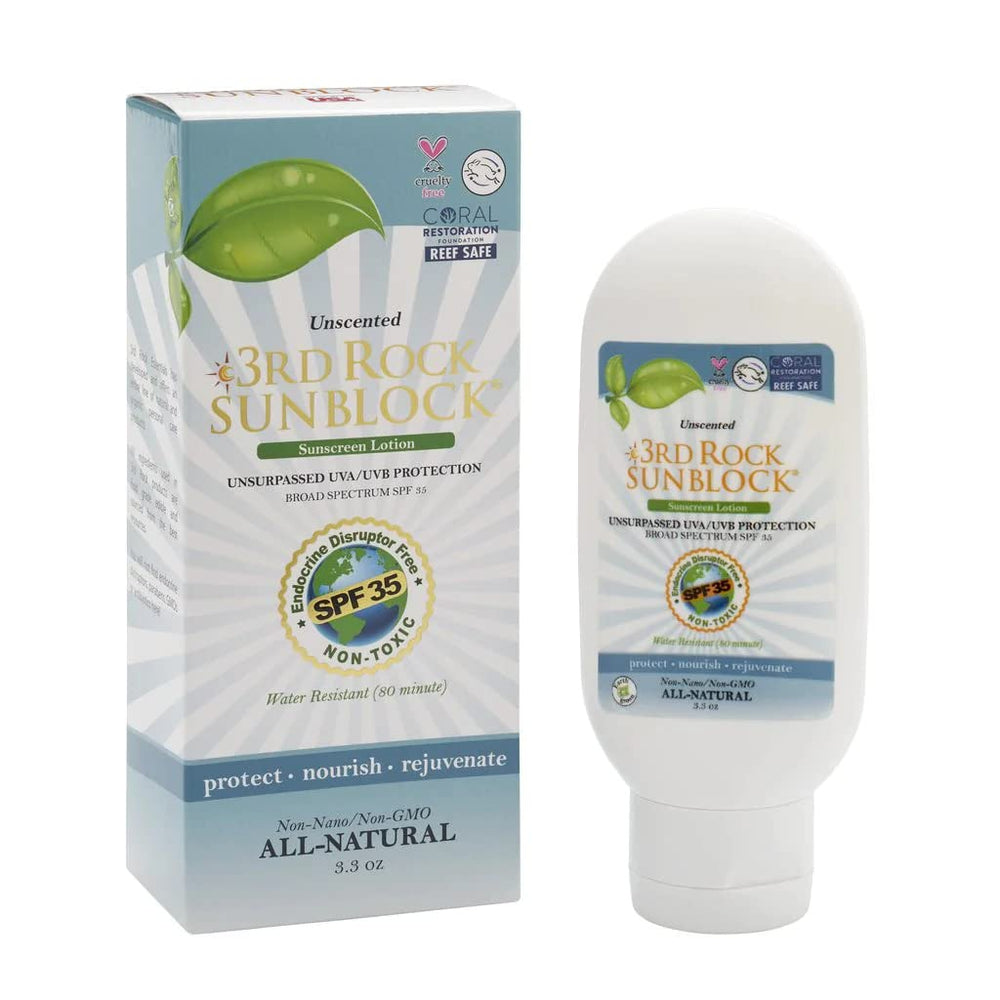 3rd Rock Essentials SunBlock SunScreen Lotion SPF 35+ face application for daily sun protection.