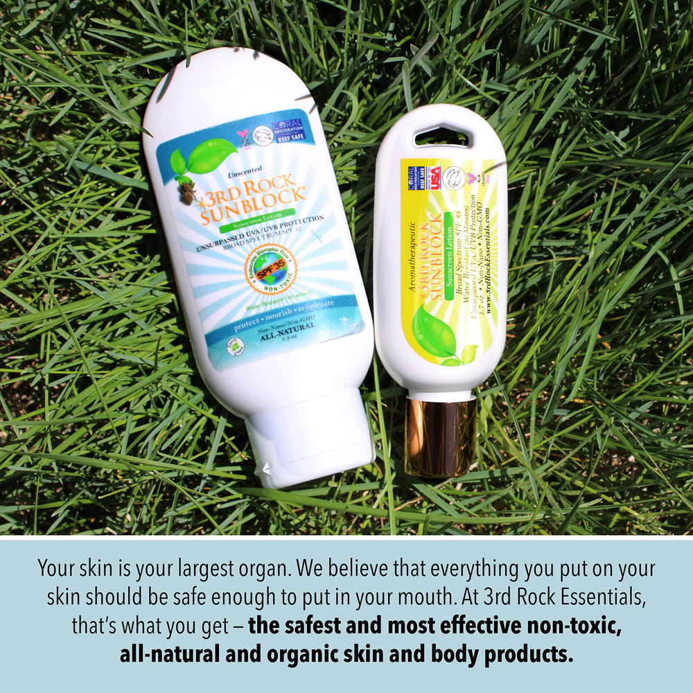 3rd Rock Essentials SunBlock SunScreen Lotion SPF 35+ uses food-grade ingredients.