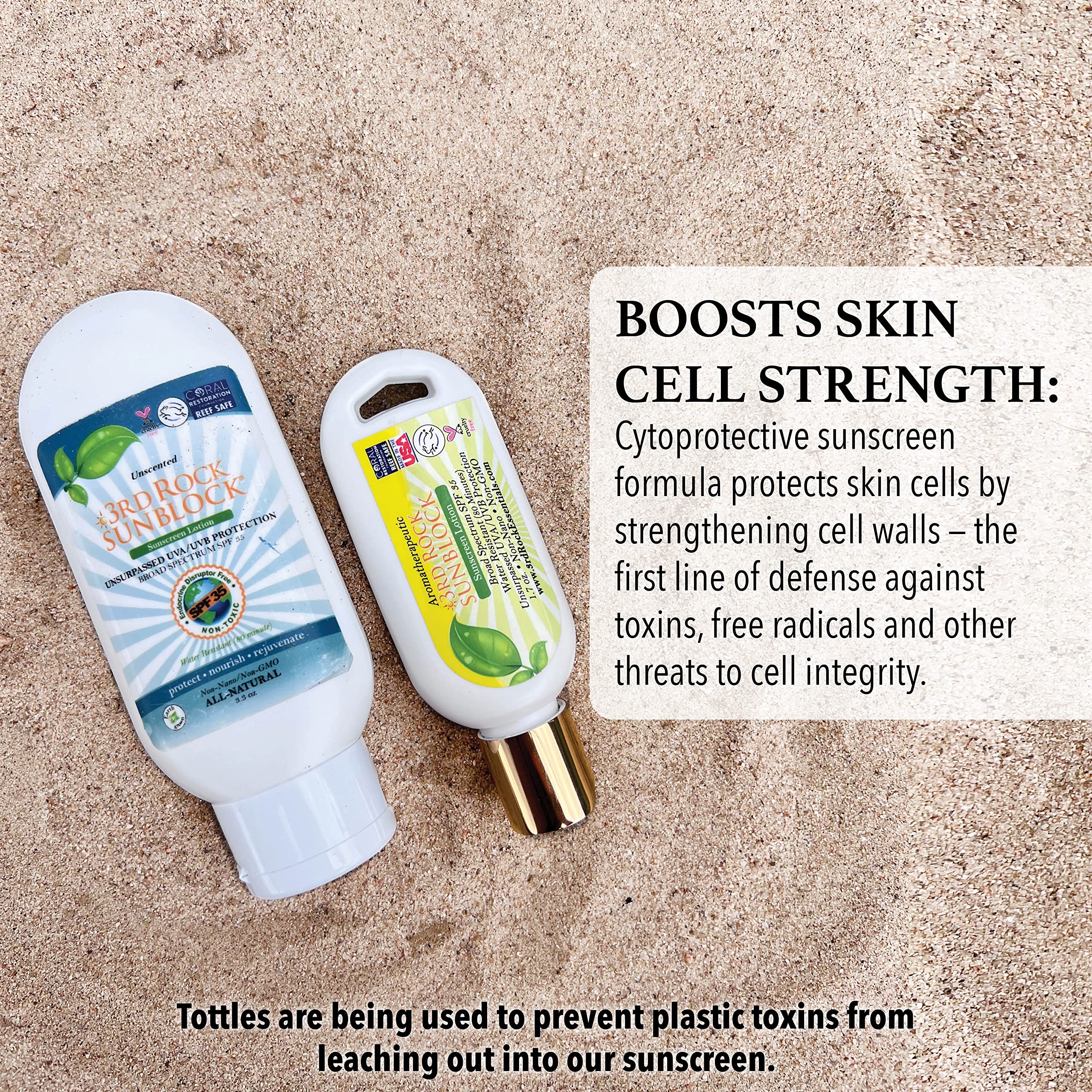 3rd Rock Essentials SunBlock SunScreen Lotion SPF 35+ hypoallergenic for sensitive skin types.