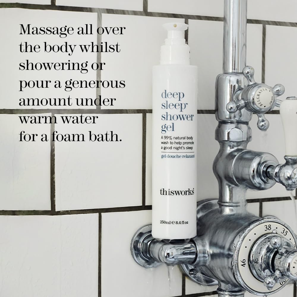 THISWORKS Deep Sleep Shower Gel creates a gentle cleanse with relaxing scent