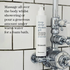 THISWORKS Deep Sleep Shower Gel creates a gentle cleanse with relaxing scent