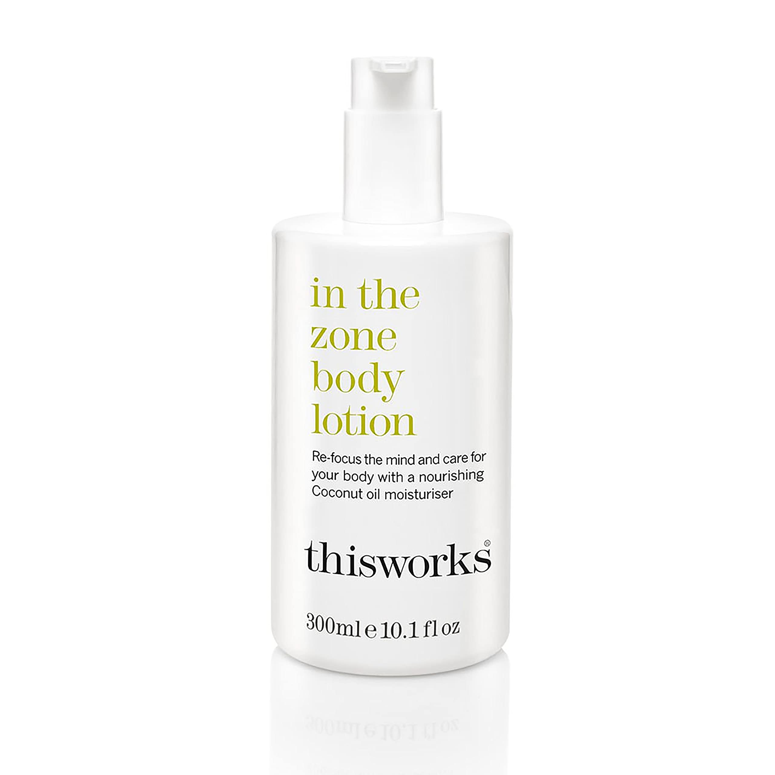 THISWORKS In The Zone bottle closeup showing a hydrating formula for daily use