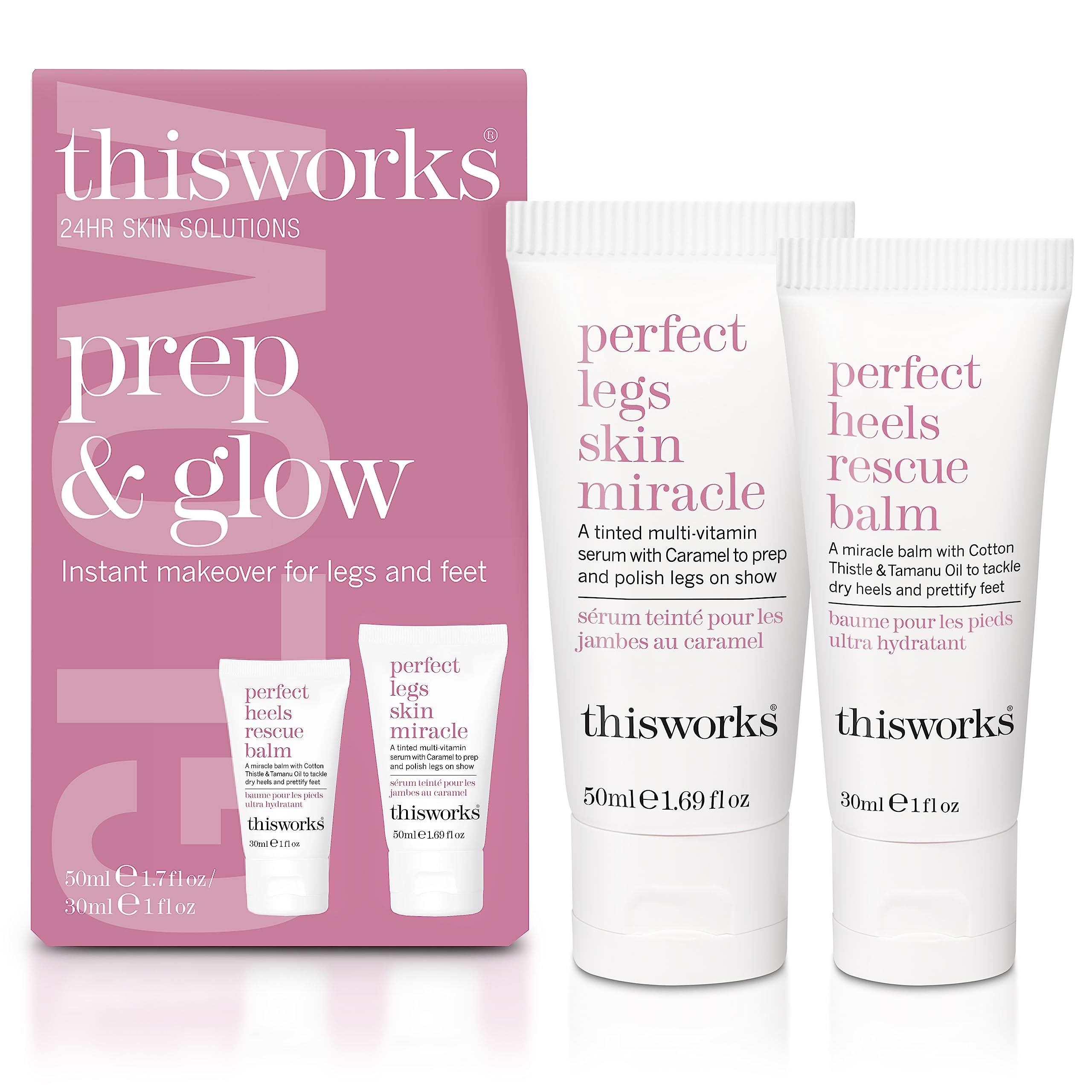 THISWORKS Prep and Glow Gift Set travel-size packaging, ideal for on-the-go hydration.