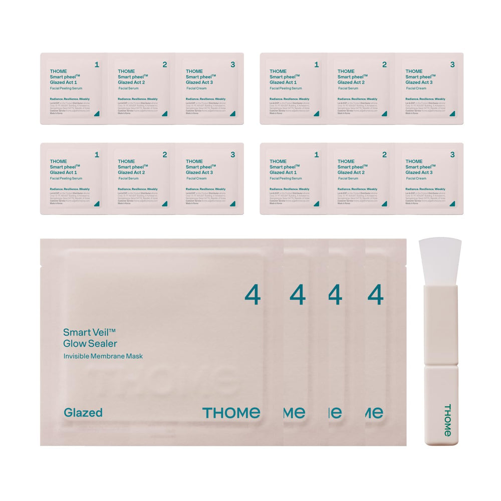 THOME G-Peel Kit 4-Week Packaging image shows convenient at-home renewal for busy mornings.
