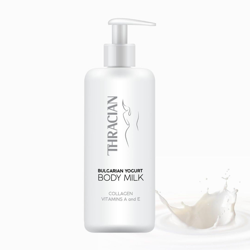 Thracian yogurt ingredients like almond and jojoba nourish skin.