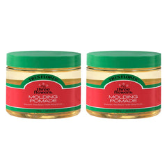 Three Flowers Molding Pomade bottle shows flexible hold for all-day styling.