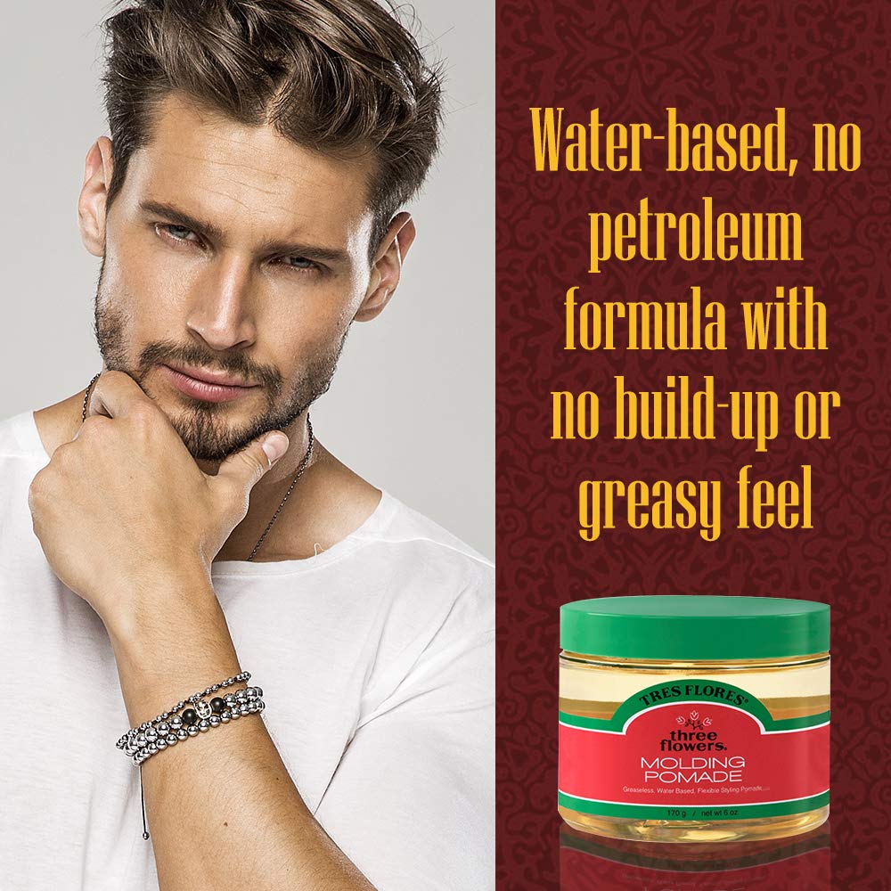 Three Flowers Pomade wash-out demonstrates easy removal with warm water.