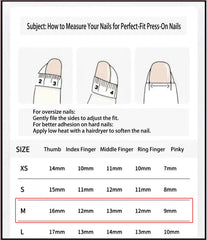 Threelegscat press on nails medium size for a quick glam at home.