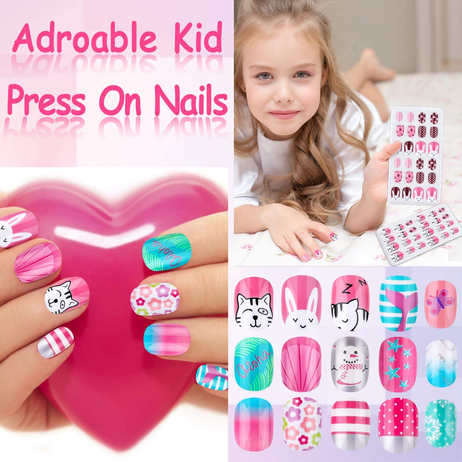 Thrilez animal-pattern nails showcasing cute cat and rabbit prints for playful styles.