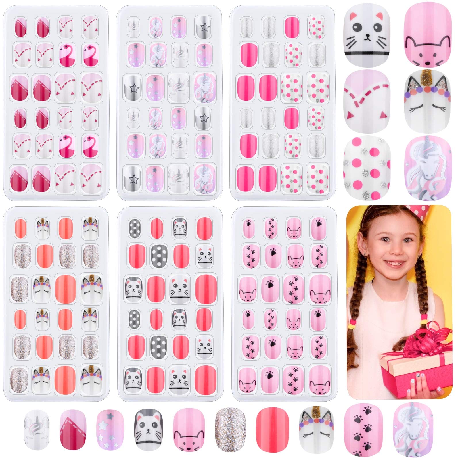 Thrilez Kids Press-On Nails with assorted patterns for easy DIY nail art.