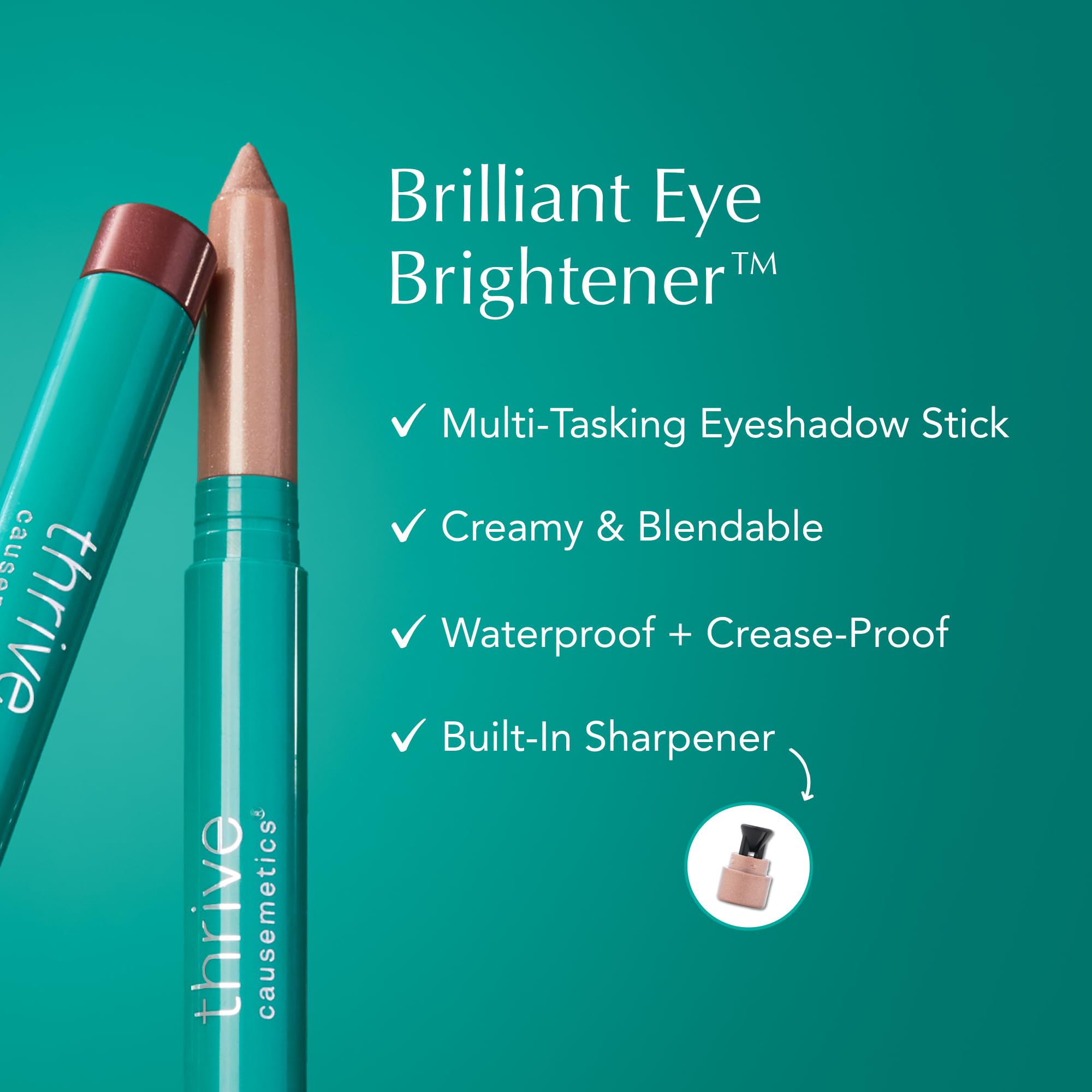 Thrive Brilliant Eye Brightener Stella on inner corner for bright highlight
