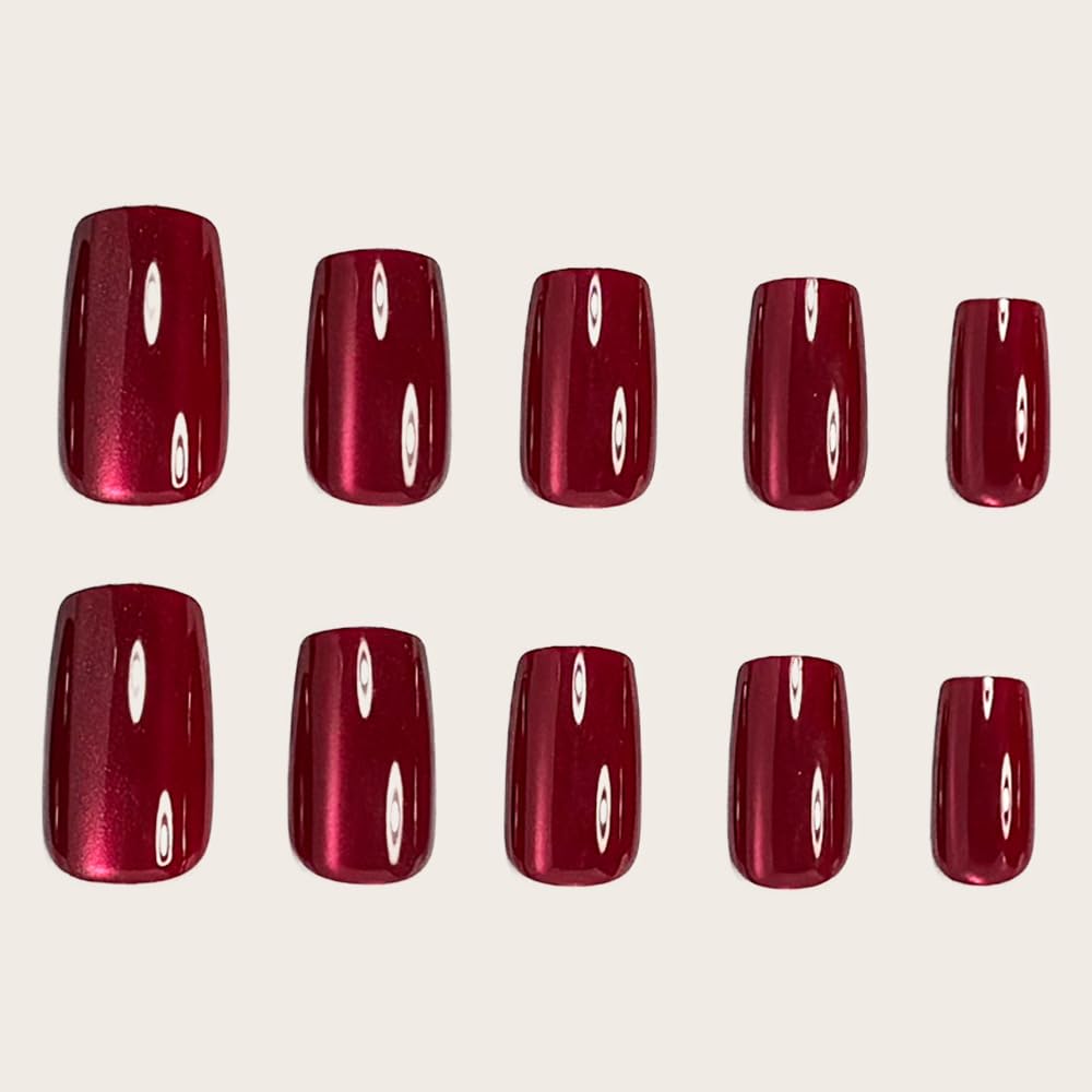 Thuoxde gradient shiny nails showing bold red-to-glitter finish