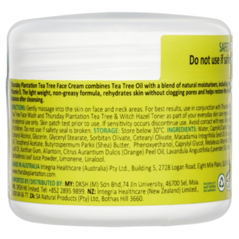 Thursday Plantation Tea Tree Face Cream texture on skin showing quick absorption.