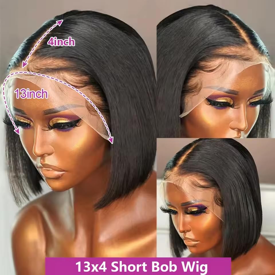 Thusiae Bob Wig transparent lace with bleached knots blends with any skin tone.