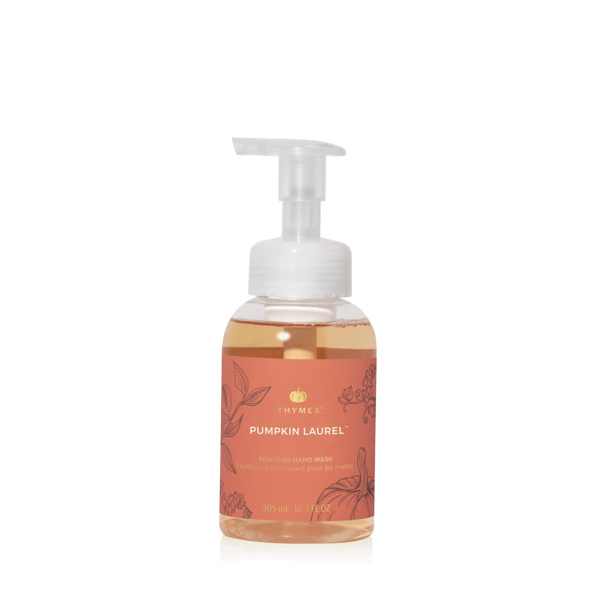 Thymes foaming hand wash with Aloe and Glycerin in a pump on the sink for daily hydration.