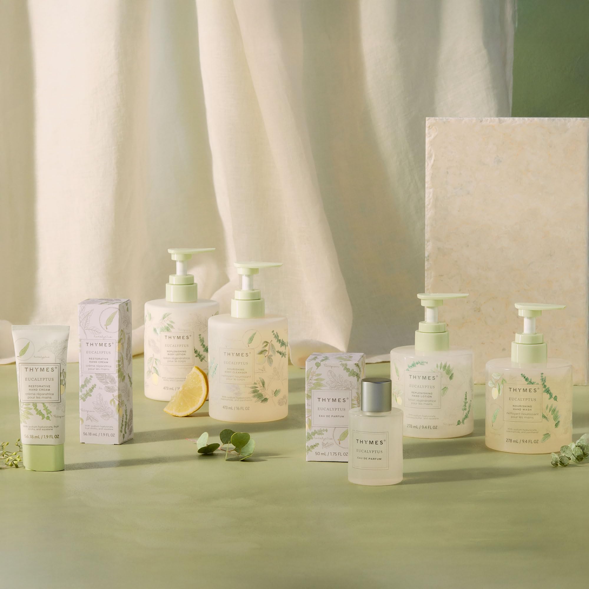 Thymes Hand Lotion application on hands demonstrates quick absorption and moisturization