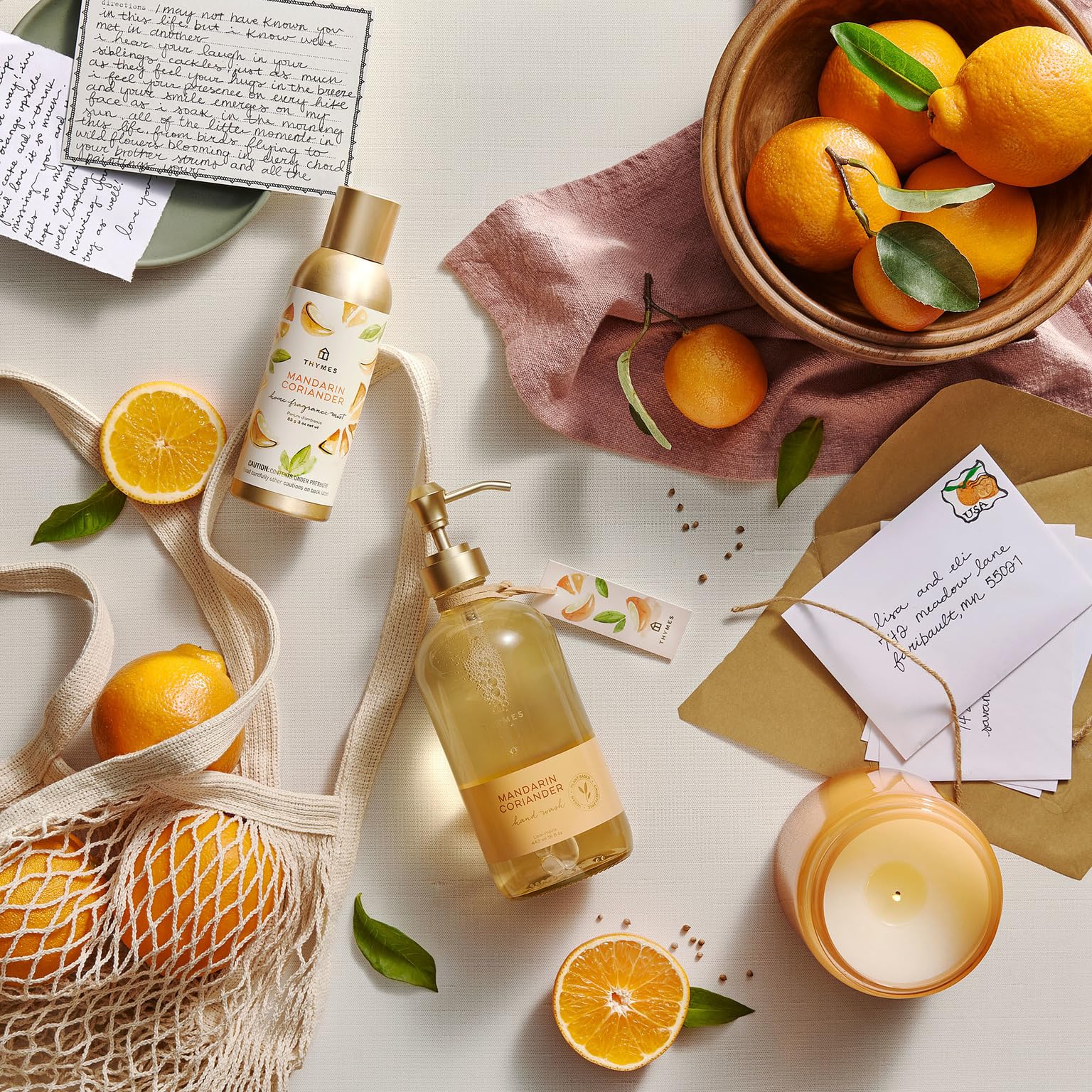 Thymes hand wash refill ingredient list highlighting plant-based formula.