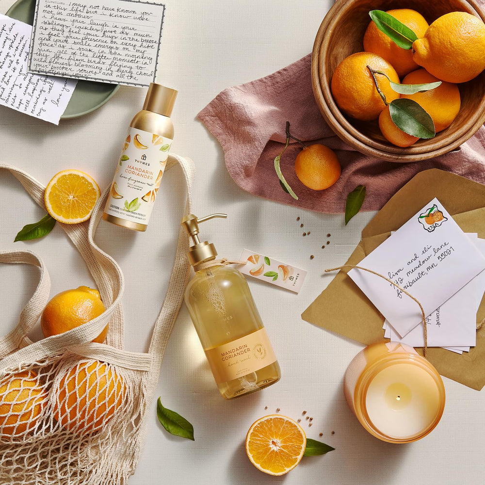 Thymes hand wash refill ingredient list highlighting plant-based formula.