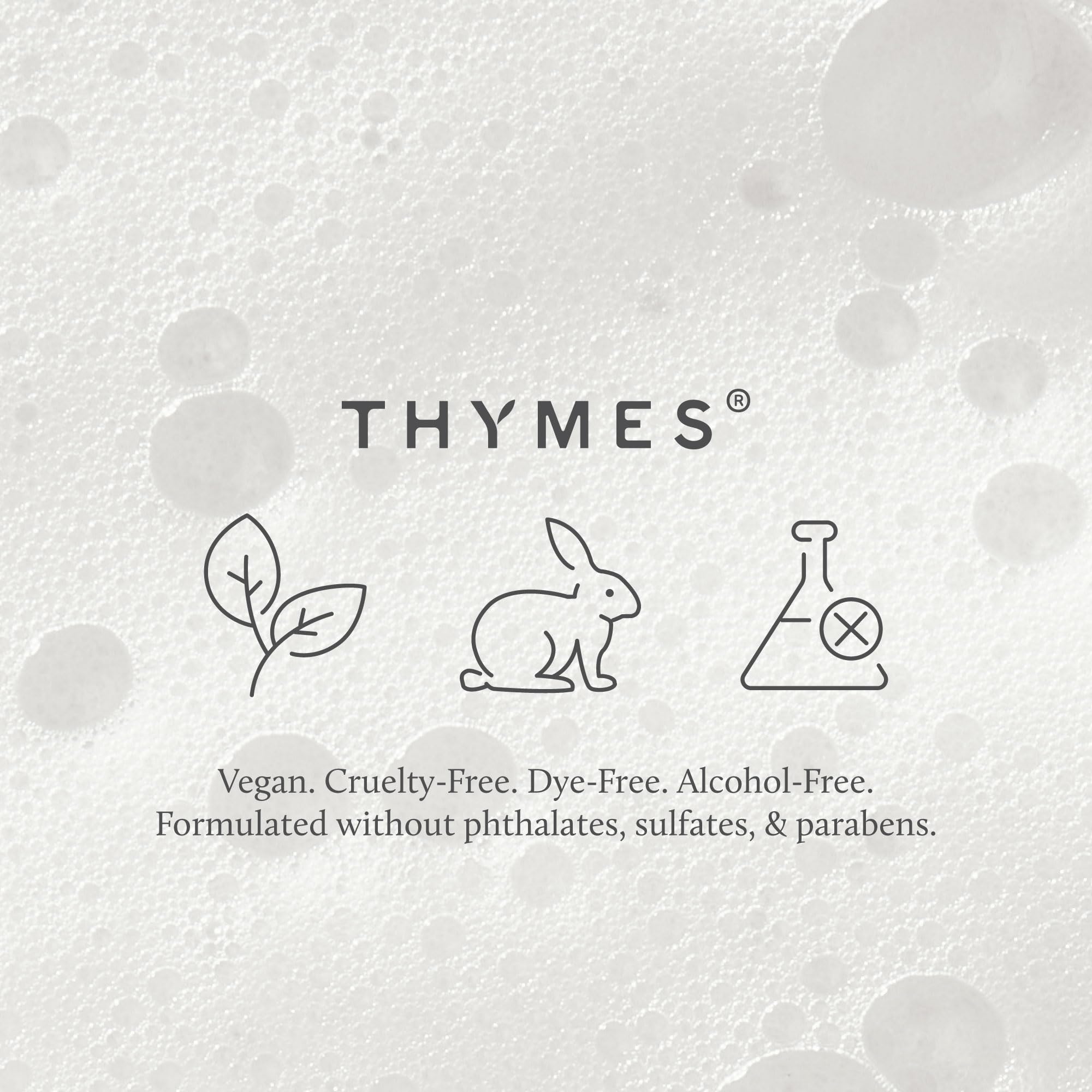 Thymes Aloe and Glycerin ingredients label highlighting hydration benefits.