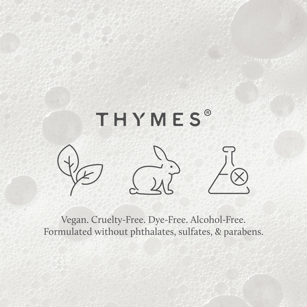Thymes Aloe and Glycerin ingredients label highlighting hydration benefits.