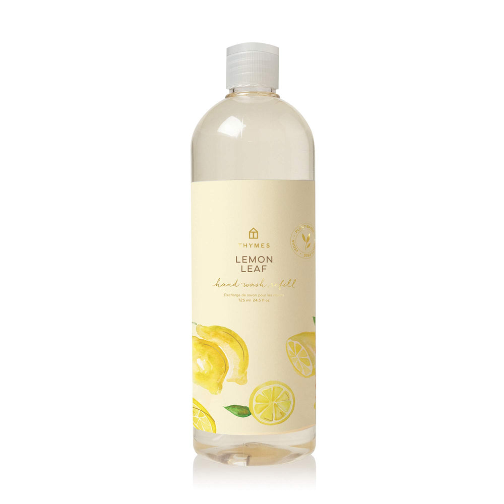 Thymes Lemon Leaf hand wash refill bottle for refreshed hands.