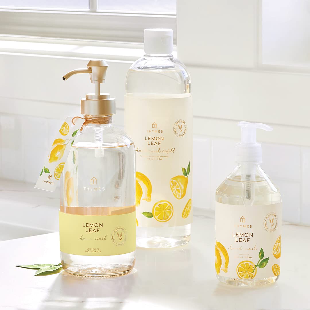 Thymes liquid hand wash refill demonstrates easy pump refill.