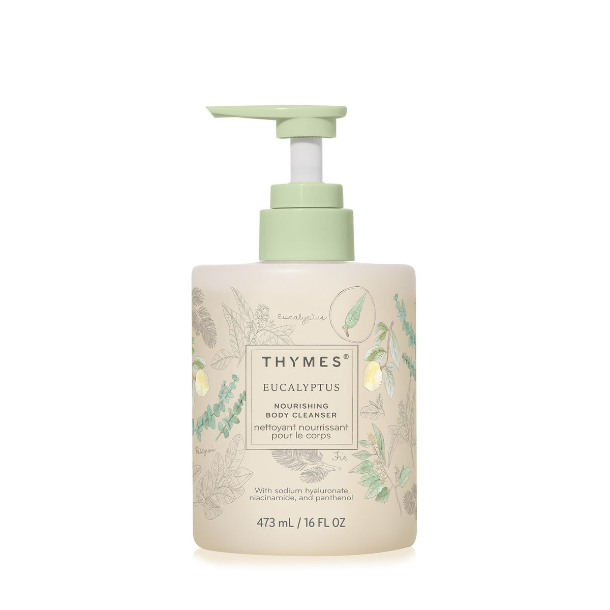 Thymes Nourishing Body Cleanser bottle with pump for effortless daily cleansing.