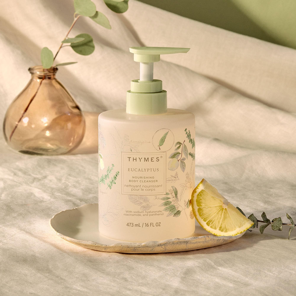 Thymes Nourishing Body Cleanser silky-lather delivers a spa-like shower experience.