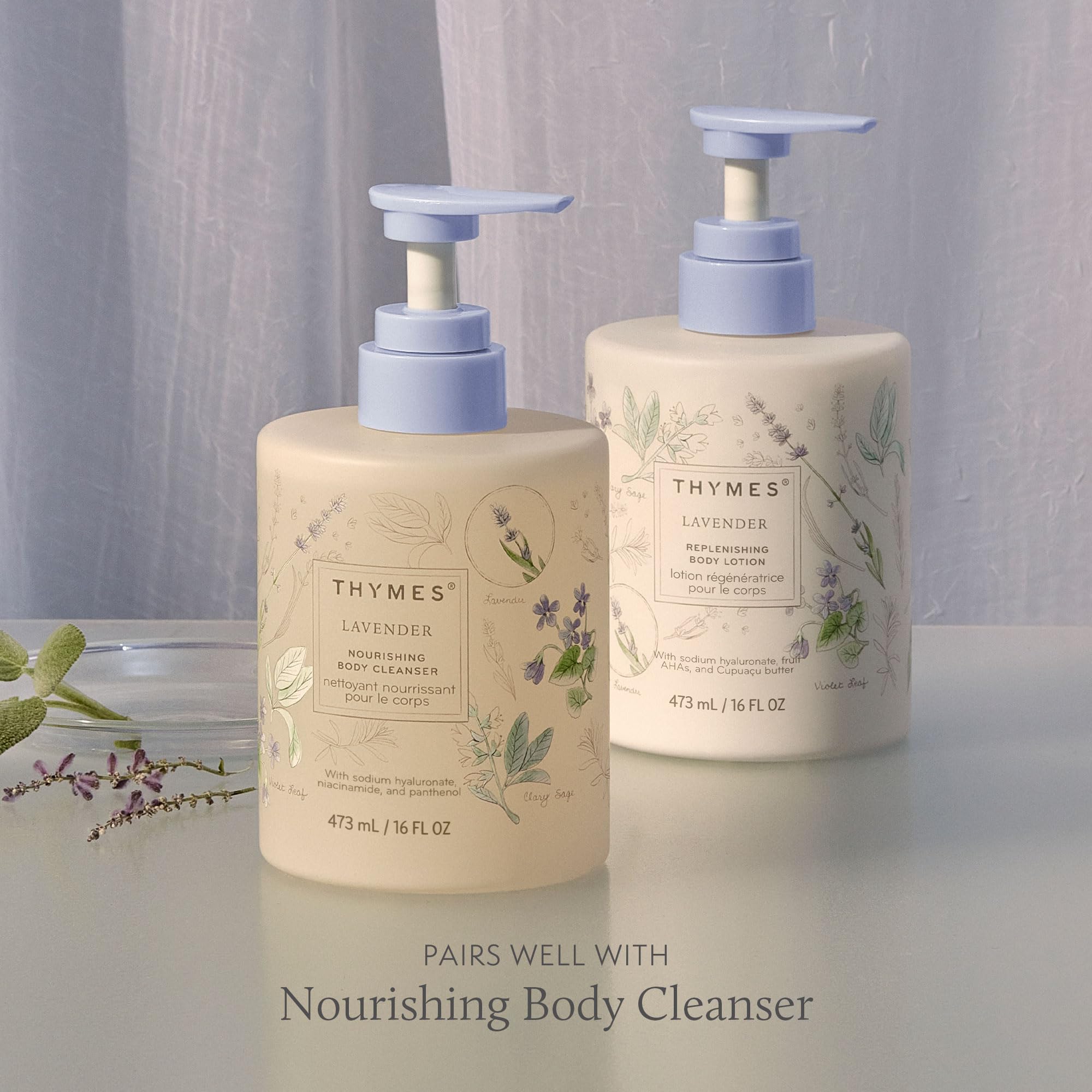 Thymes product label shows vegan cruelty free formulation.