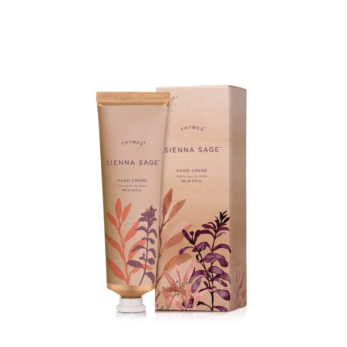 Thymes Sienna Sage Hand Cream bottle showing rich, nourishing formula.
