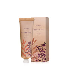 Thymes Sienna Sage Hand Cream bottle showing rich, nourishing formula.