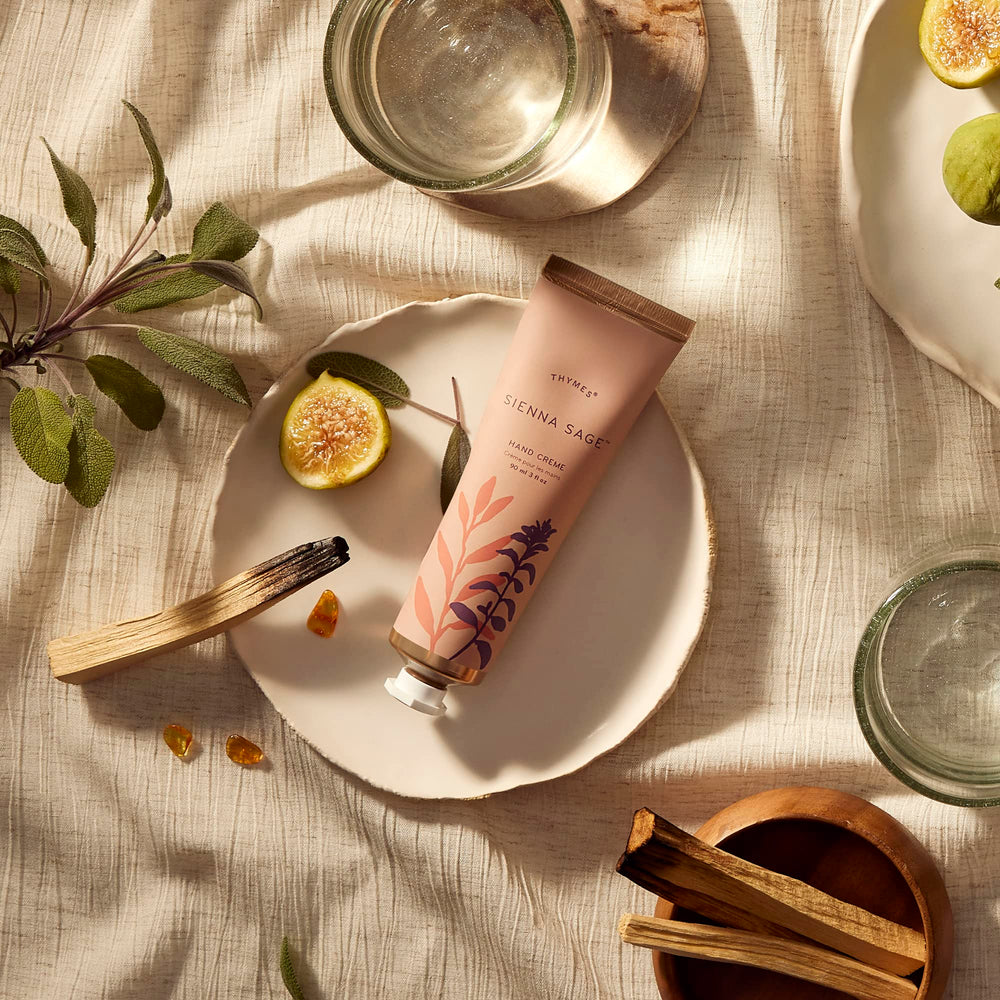 Thymes Sienna Sage ingredients like shea butter for hydration.