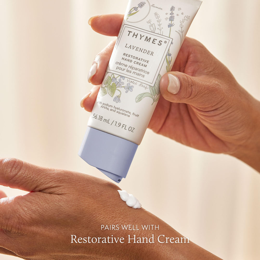 Thymes spray at pulse points demonstrates easy daily application.