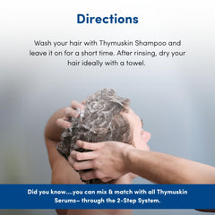 THYMUSKIN Classic Shampoo packaging emphasizes dermatologist-tested formula.