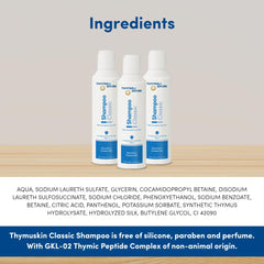 THYMUSKIN Classic Shampoo scalp prep for Serum Step 2 absorption.