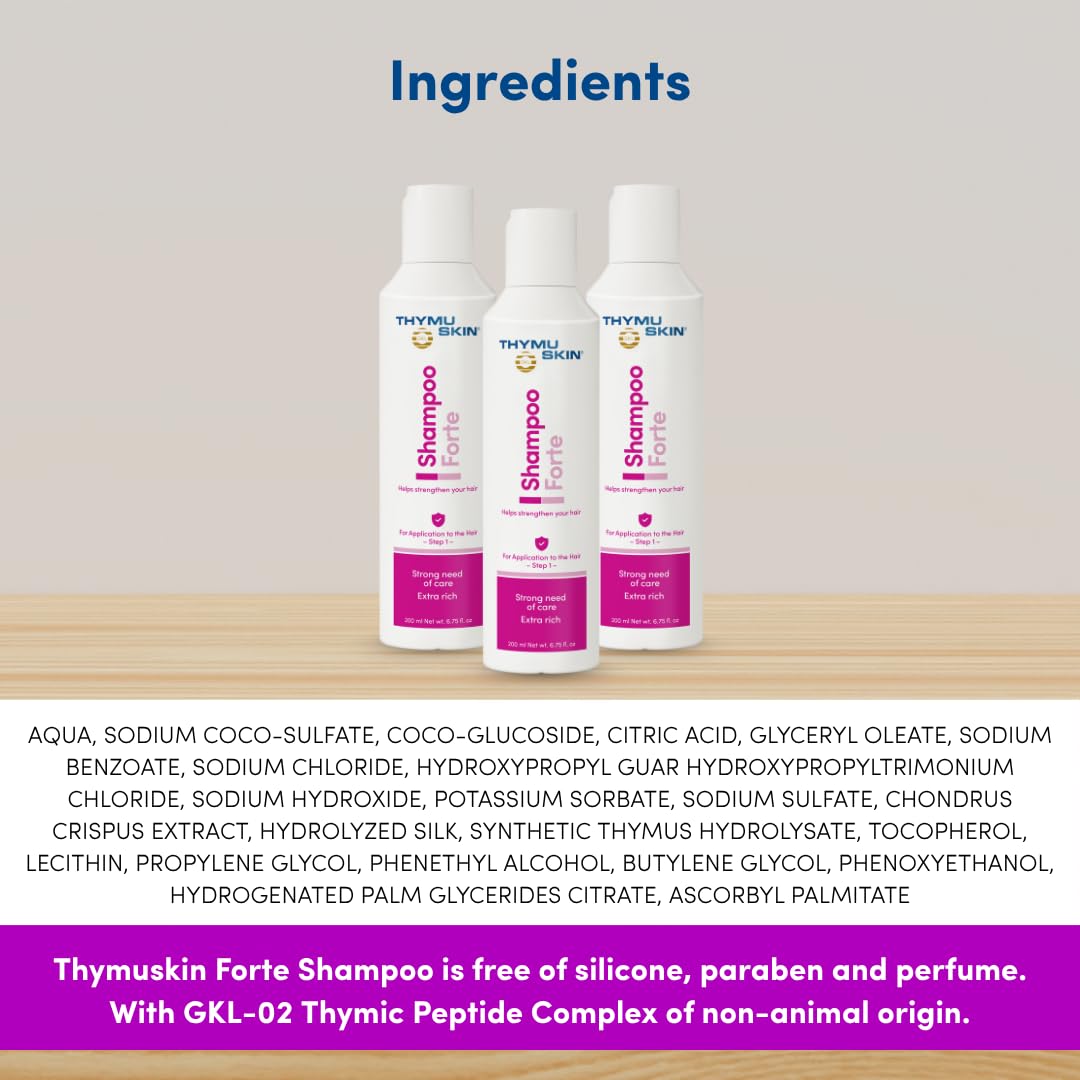 THYMUSKIN Forte Shampoo foamy lather ready for cleansing.