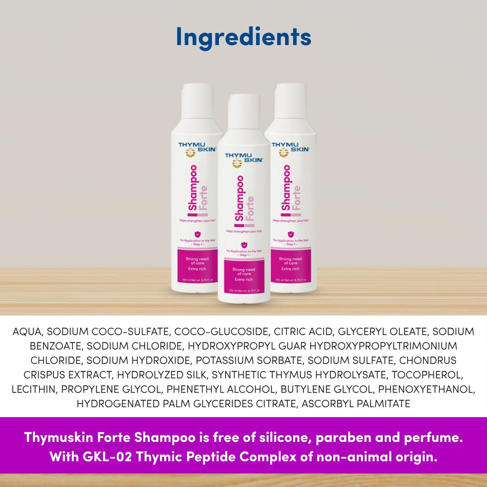 THYMUSKIN Forte Shampoo foamy lather ready for cleansing.