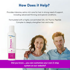 THYMUSKIN Forte Shampoo pump dispensing for easy daily use.