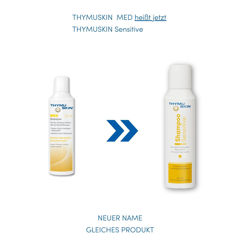 Thymuskin Med Shampoo dispensing foam highlights its ready-to-use formula for scalp pampering.