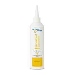 Thymuskin Sensitive Serum bottle close-up highlighting targeted scalp nourishment.