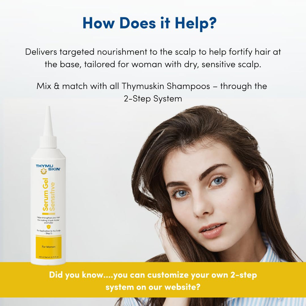 Thymuskin Sensitive Serum with GKL-02 peptide visualizing strengthening at the hair base.