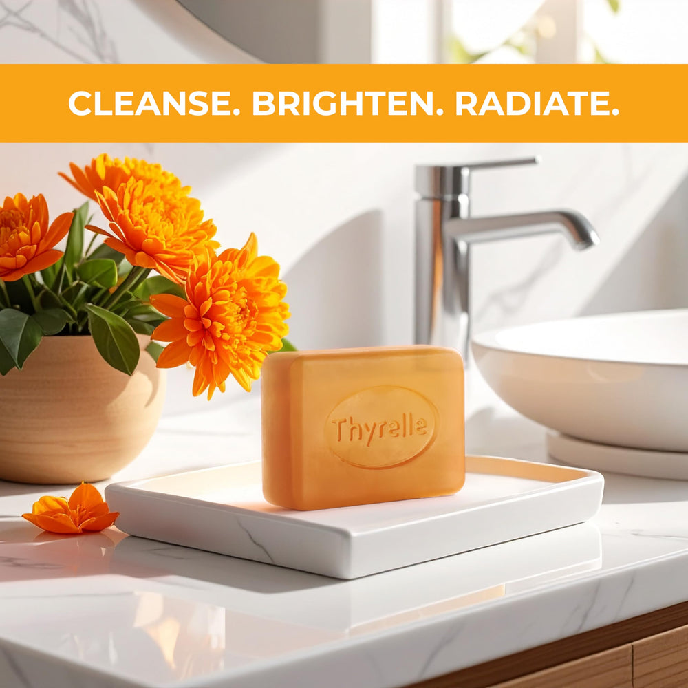 Premium packaging shot of Thyrelle Kojic Turmeric Soap for skincare routines.