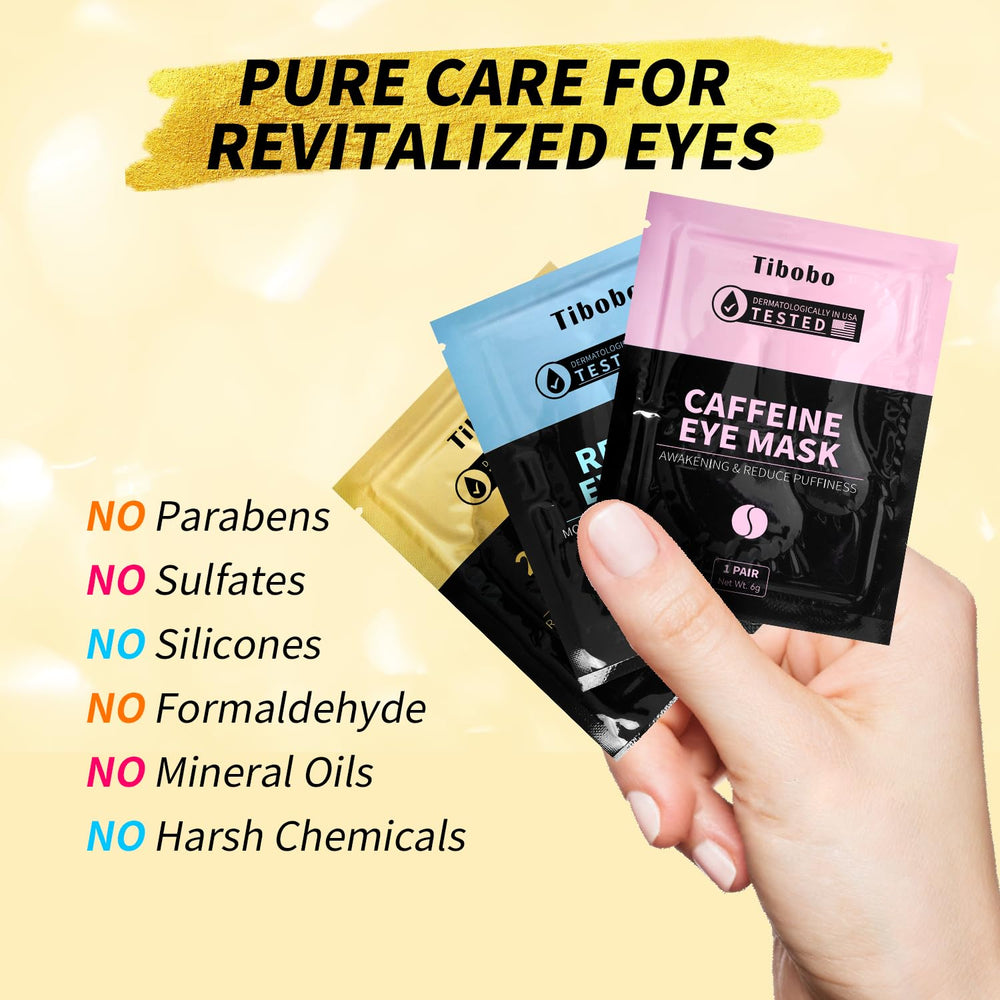 Tibobo 24K Gold eye masks texture close-up, subtle glow