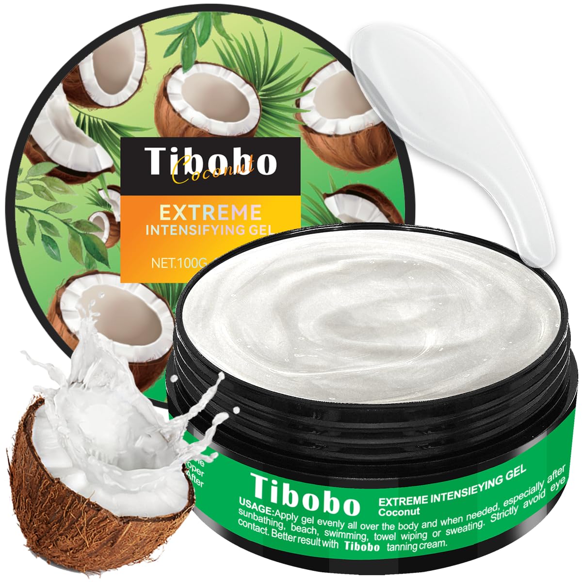 Tibobo Intensive Tanning Gel bottle showing bronzing glow potential.