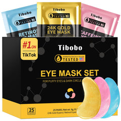Tibobo 24K Gold under-eye patches close-up for depuffing and radiant eyes
