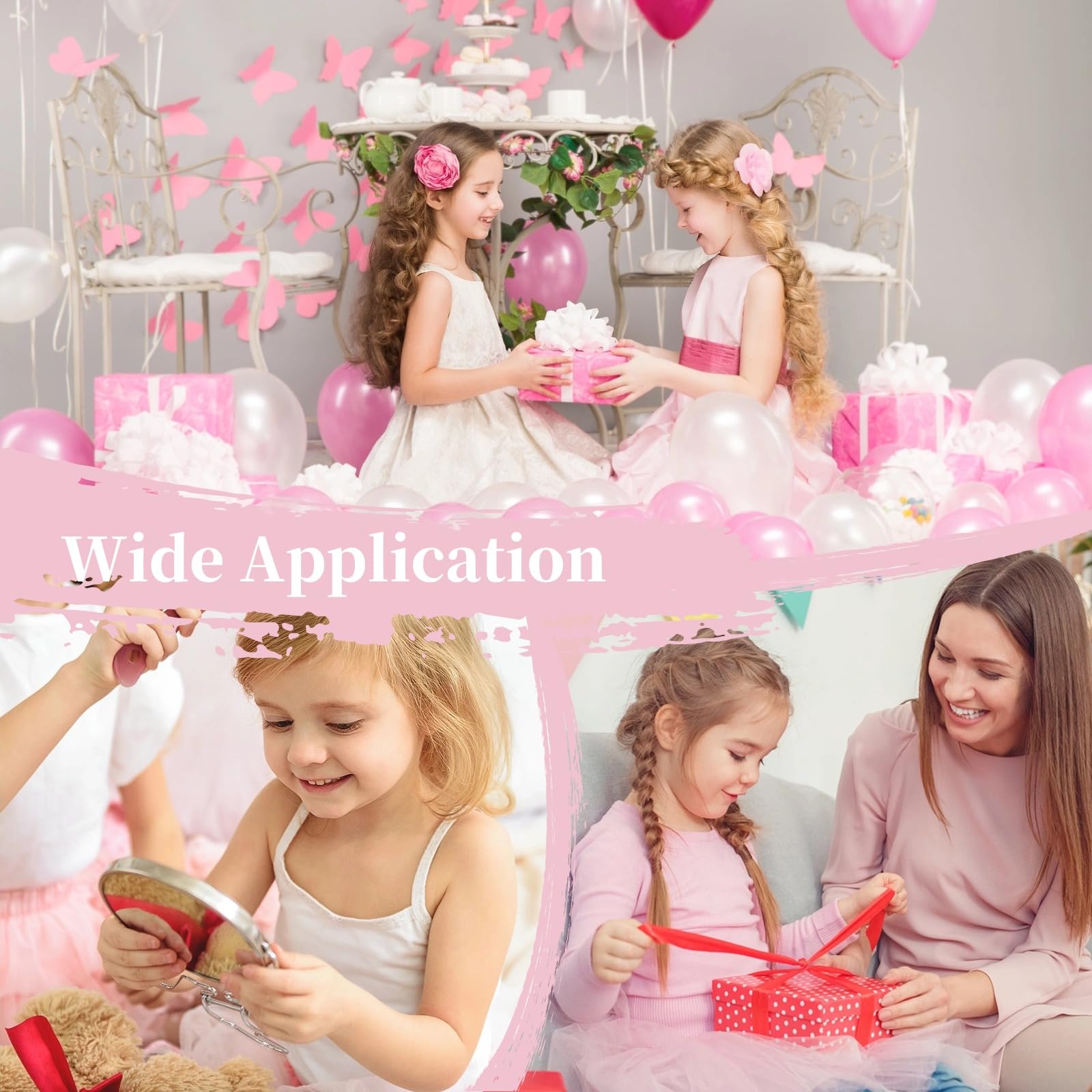 Tideme 48-piece pink party set showing coordinated accessories