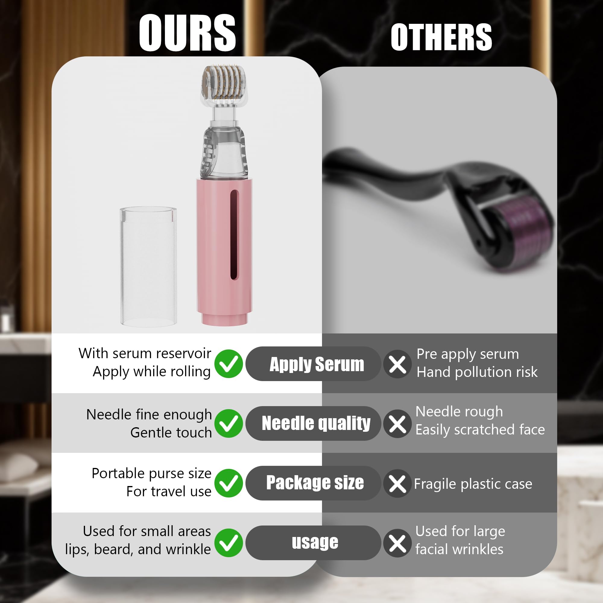Tidewish Derma Roller with scalp oil applicator enabling targeted hair care.