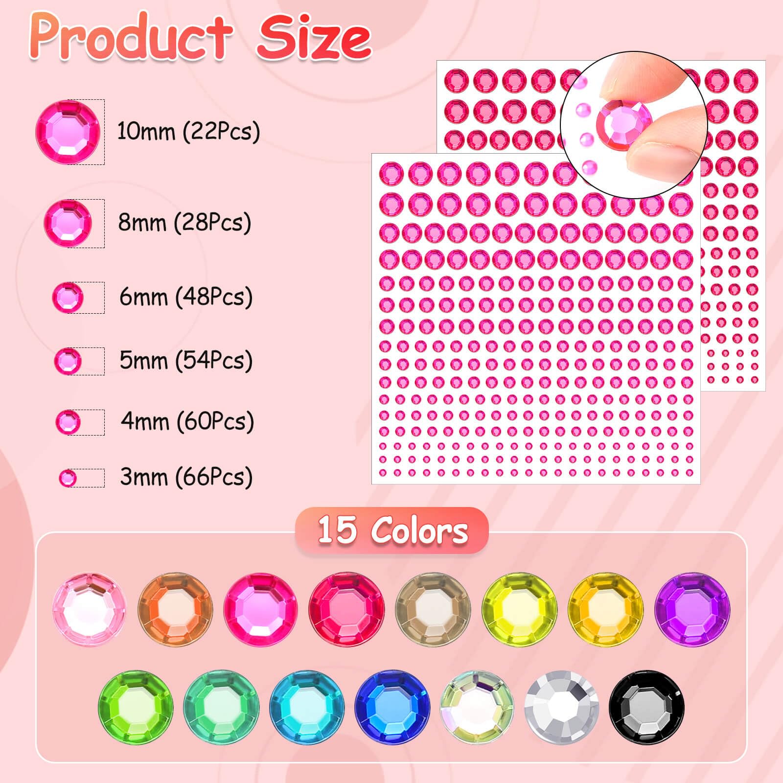 Tidponra skin-friendly acrylic gems safe for skin, hair, and crafts.