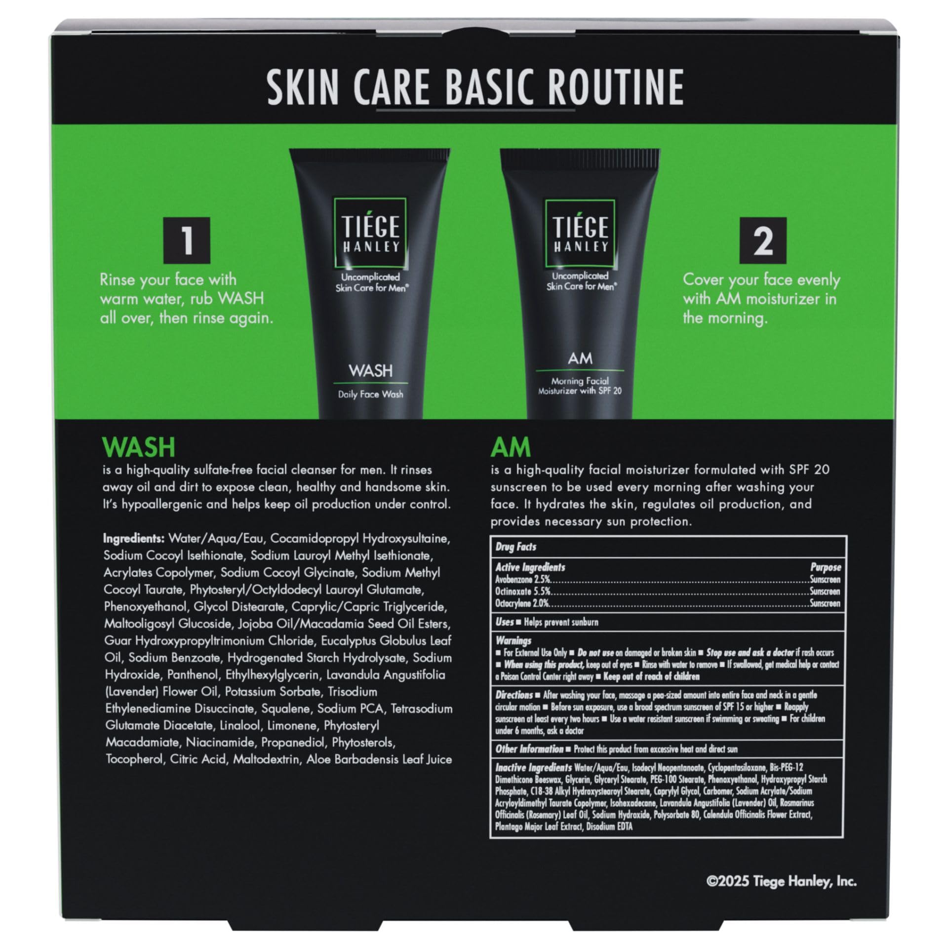 Tiege Hanley basic skincare set moisturizer SPF 20 close-up, daytime protection